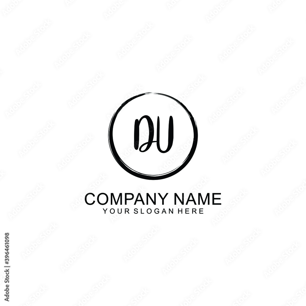 Initial DU Handwriting, Wedding Monogram Logo Design, Modern Minimalistic and Floral templates for Invitation cards