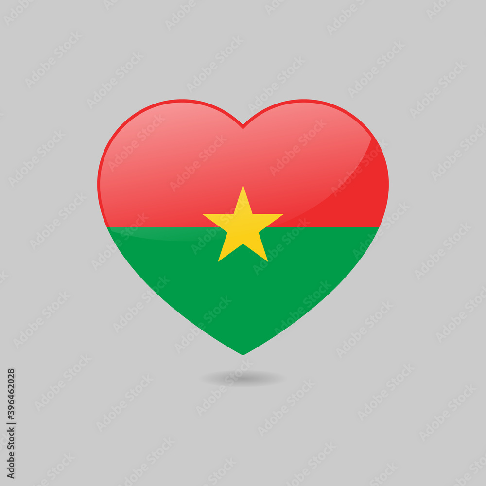 Vector Glossy Burkina Faso Flag Heart Vector Glossy Burkina Faso Flag Heart