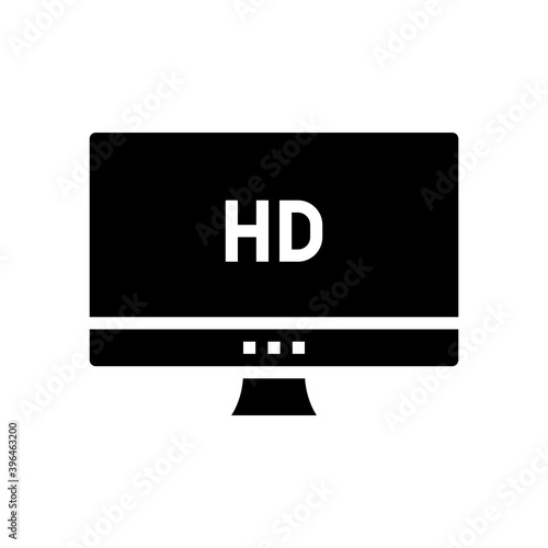 hd resolution computer screen glyph icon vector. hd resolution computer screen sign. isolated contour symbol black illustration