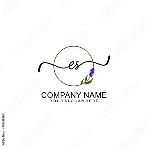 Initial ES Handwriting, Wedding Monogram Logo Design, Modern Minimalistic and Floral templates for Invitation cards