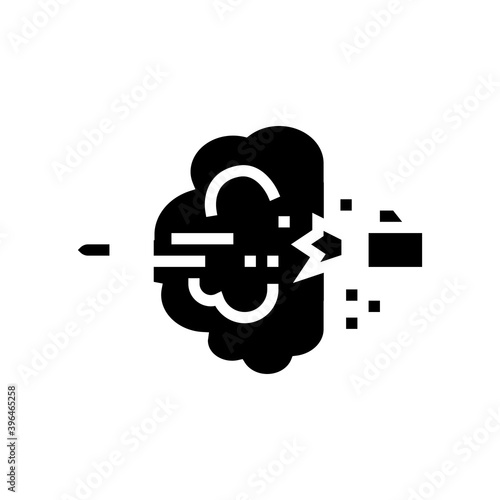 bullet expelling from gun barrel glyph icon vector. bullet expelling from gun barrel sign. isolated contour symbol black illustration