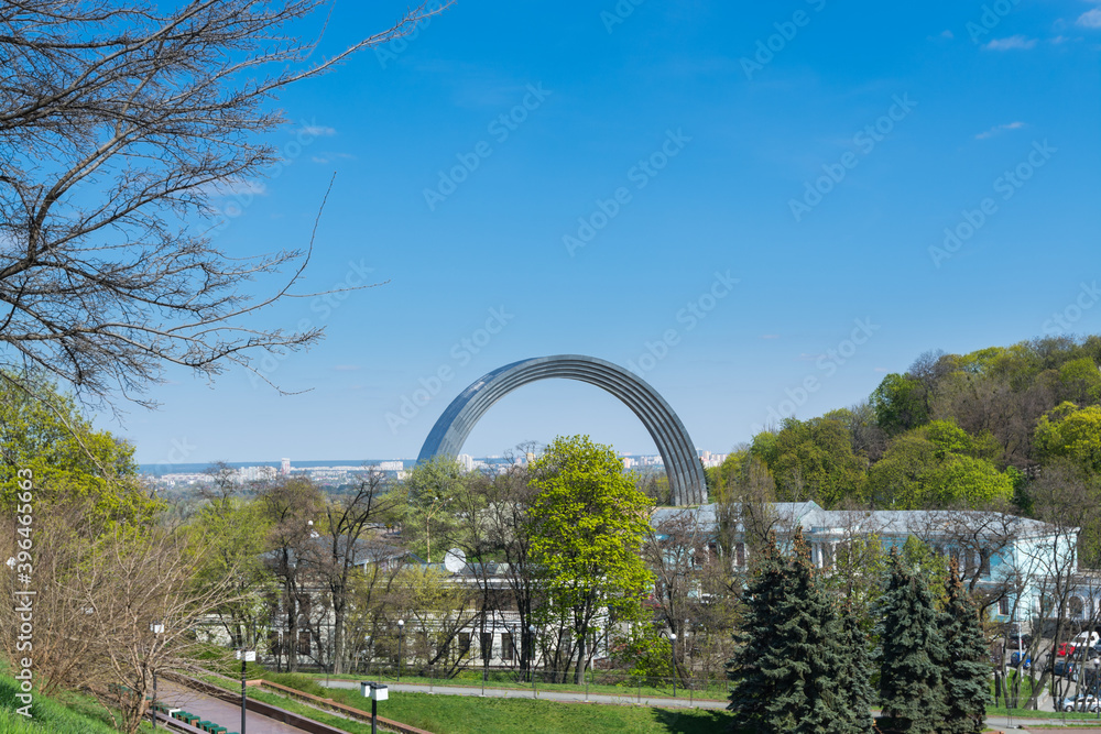 The People's Friendship Arch, Monument to Reunion of Ukraine and Russia in Kiev, view from the Volodymyr Hill （Vladimir hill ）