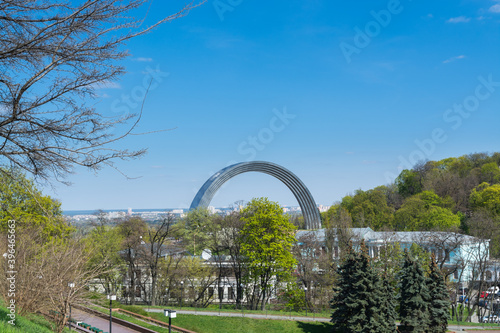 The People's Friendship Arch, Monument to Reunion of Ukraine and Russia in Kiev, view from the Volodymyr Hill （Vladimir hill ）