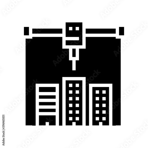 building layout 3d printer glyph icon vector. building layout 3d printer sign. isolated contour symbol black illustration