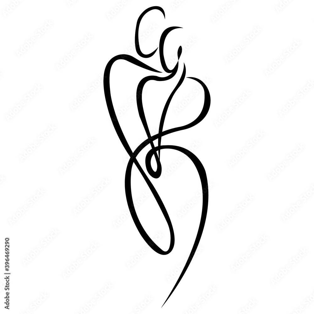 Silhouette of a couple in love man and woman hugging doodle minimalism. The  design is suitable for decorating icons, wallpapers, postcards, tattoos,  prints, banners, logo, printing on clothes. Vector Stock Vector |