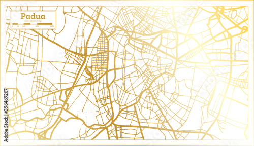 Padua Italy City Map in Retro Style in Golden Color. Outline Map.