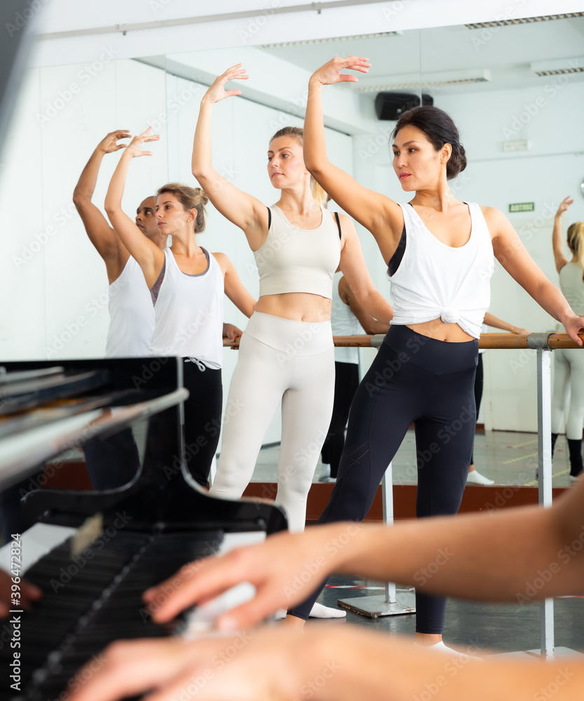 Paired ballet class at the ballet school