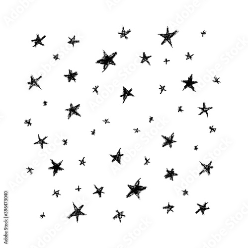 magic tale card banner poster design abstract sky stars, simple Nature doodle lines scandinavian style background grunge texture. Nursery decor trend of the season, black isolated on white