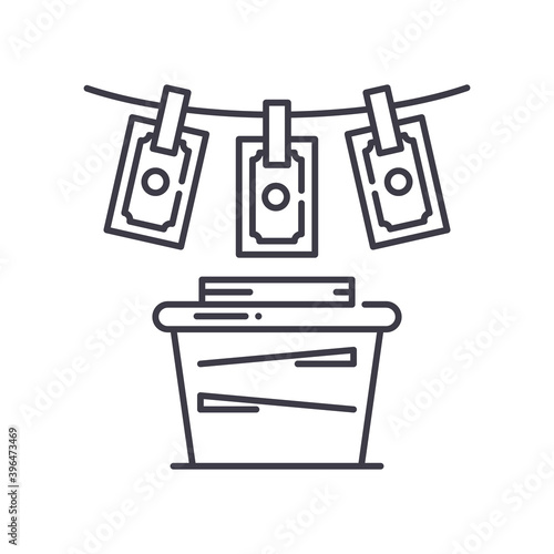 Money laundering concept icon, linear isolated illustration, thin line vector, web design sign, outline concept symbol with editable stroke on white background.