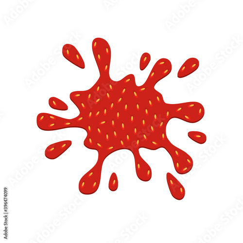 Strawberry blot on white background. Vector illustration. Garden strawberries, wild strawberries. Fresh berry, sweet fruit.