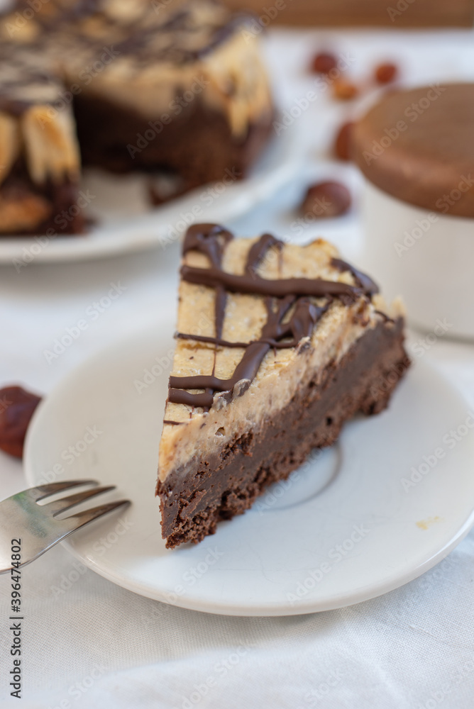Delicious chestnut cake with almonds and chocolate glaze Delicious chestnut cake with almonds and chocolate glaze