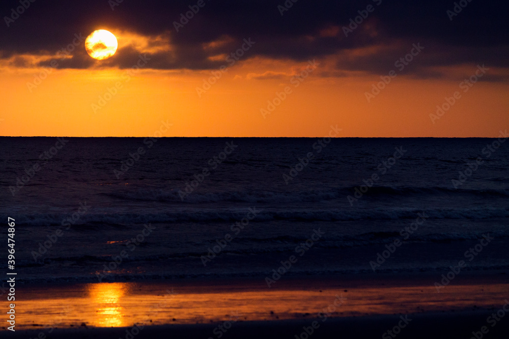 Spectacular and beautiful sunset scenery in Playa Ecuador Montañita Latin America