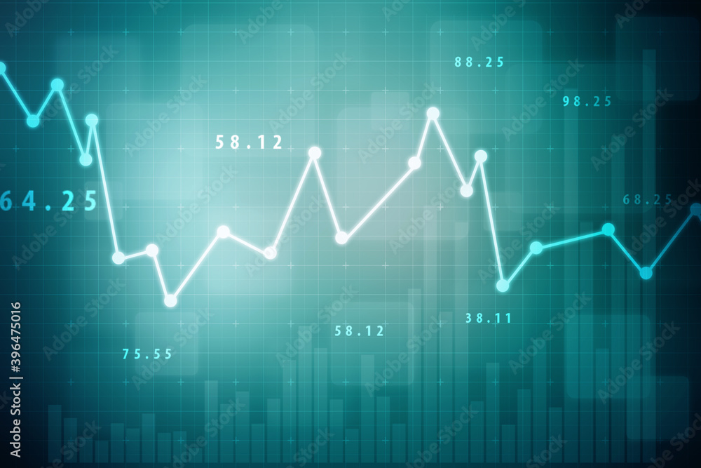 2d rendering Stock market online business concept. business Graph 