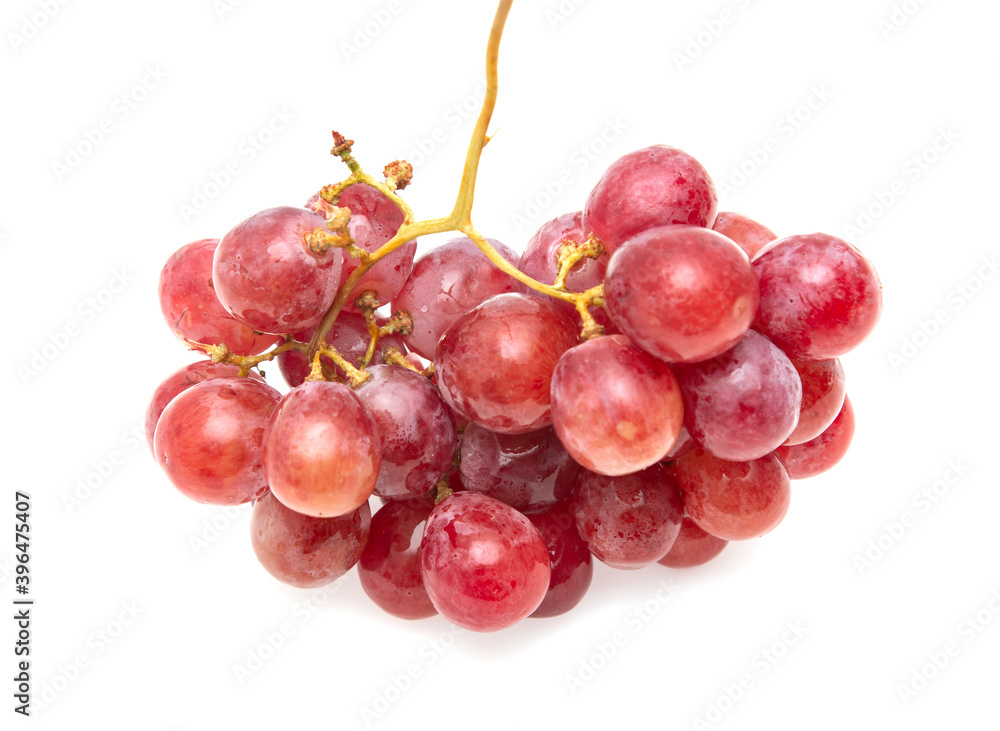 bunch of red grapes on a white background