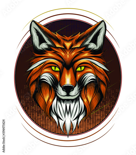 The fox head with seriously face