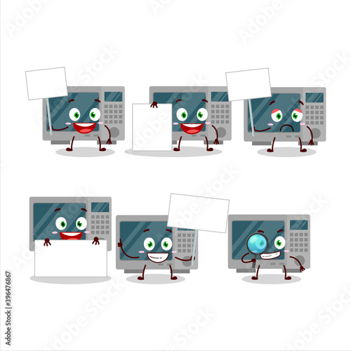 Oven cartoon in character bring information board
