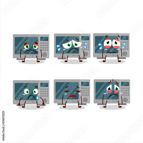 Oven cartoon in character with sad expression
