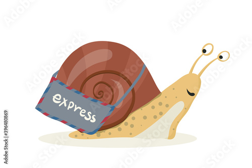 snail mail with mail bag cartoon style illustration