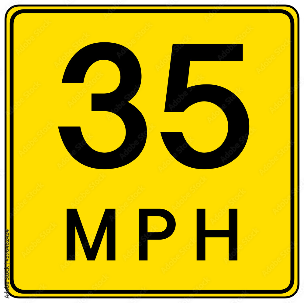 35 MPH sign isolated on white background 35 MPH sign isolated on white background
