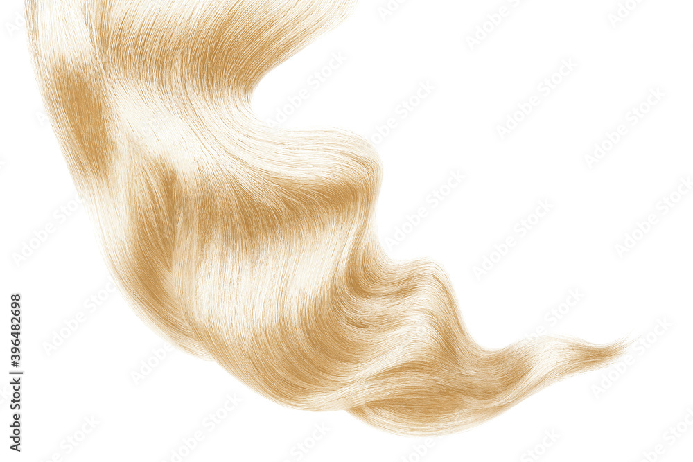 Blond shiny hair on white background, isolated Blond shiny hair on white background, isolated