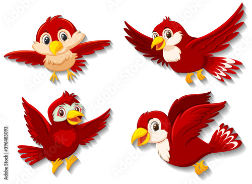 Cute red bird cartoon character