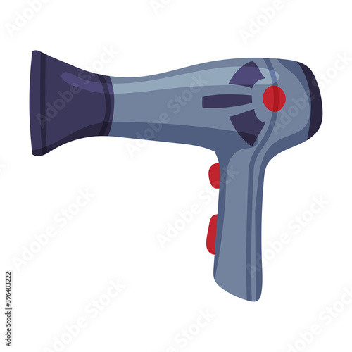 Hairdryer, Barber Supplies for Styling Professional Haircut Cartoon Style Vector Illustration