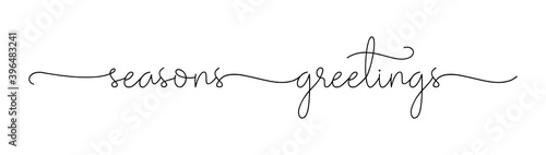 Seasons greetings Christmas holidays. Hand drawn creative calligraphy text lettering script. Design for holiday greeting cards for the Merry Christmas and Happy New Year, season holidays.