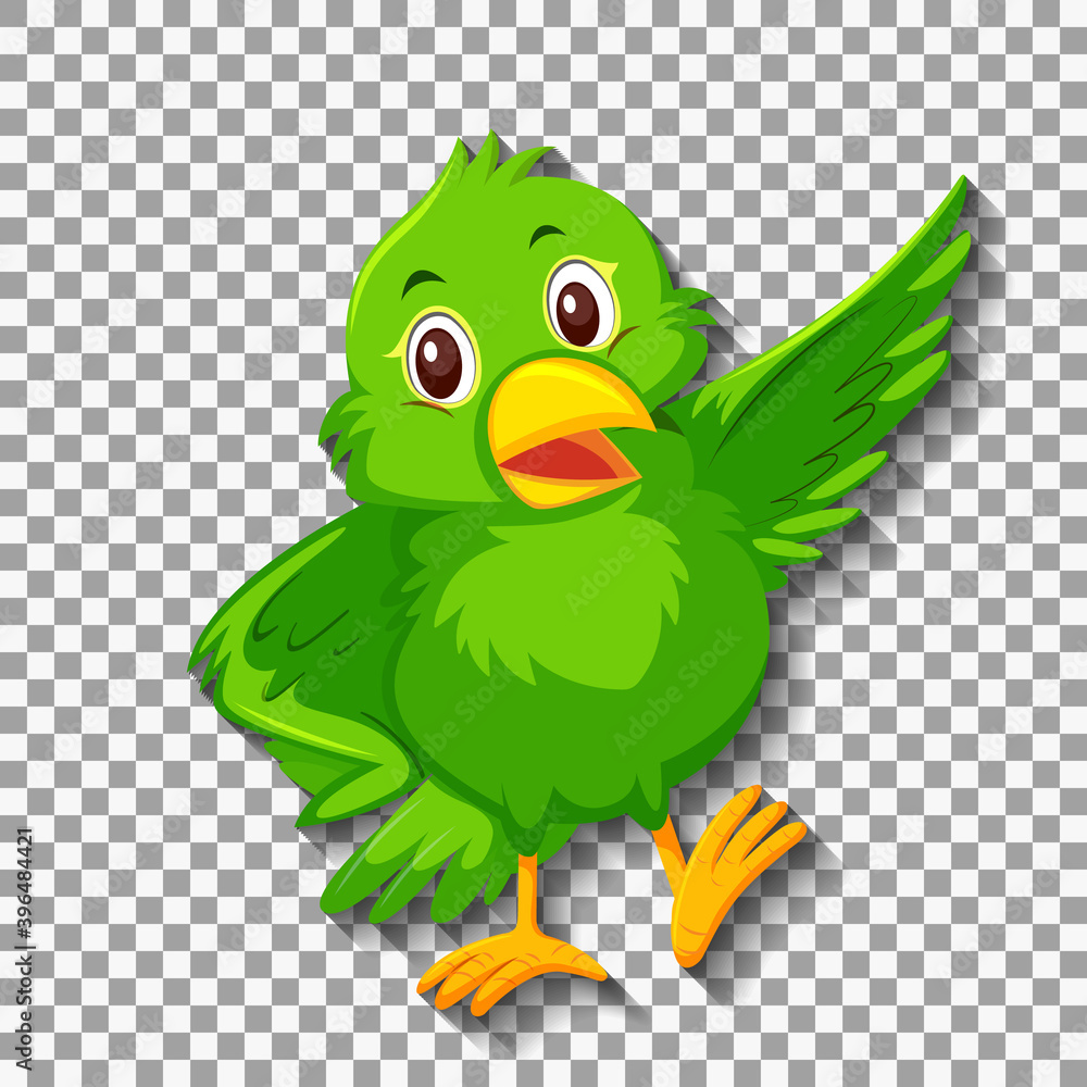 Fototapeta premium Cute green bird cartoon character