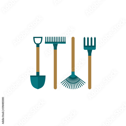 Shovel icon flat style. Gar...