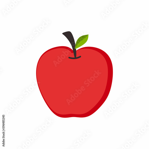 Red apple fruit with a leaf...
