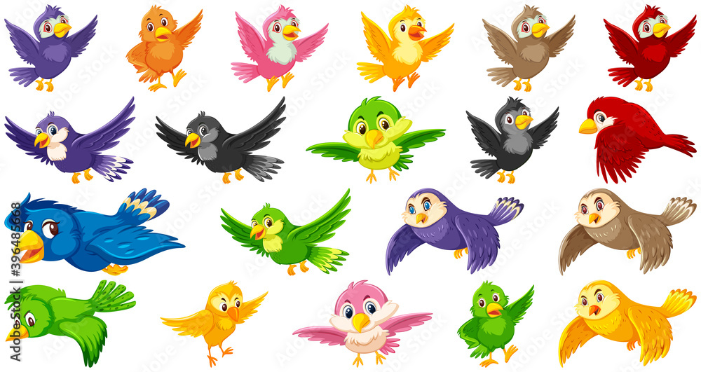 Set of bird cartoon character Set of bird cartoon character
