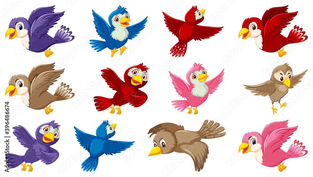 Set of bird cartoon character Set of bird cartoon character