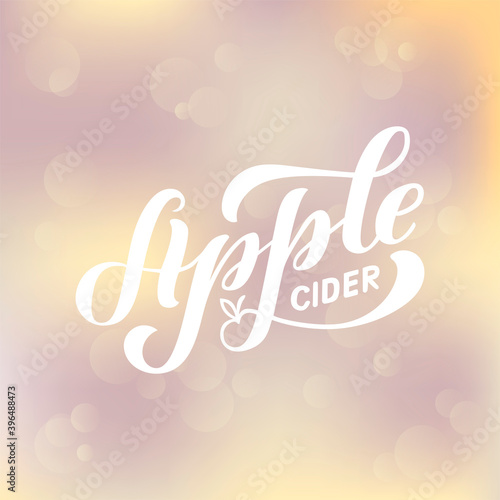 Vector illustration of apple cider brush lettering for banner, flyer, poster, clothes, patisserie, bistro, cafe logo, advertisement design. Handwritten text for template, signage, billboard, print 
