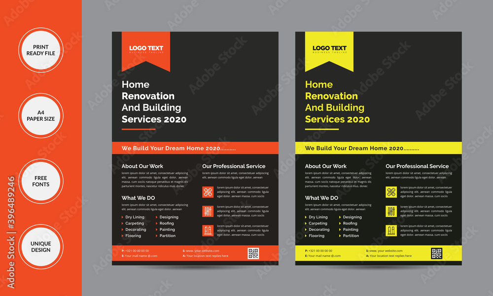 Dream Home Real Estate Flyer Template design. vector template in A4 size . Dream Home Real Estate Flyer Template design. vector template in A4 size .