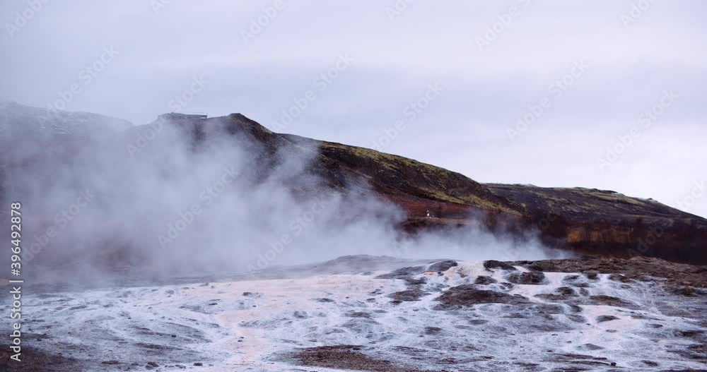 Steam From Thermal Pool In Snowy Landscape Steam From Thermal Pool In Snowy Landscape