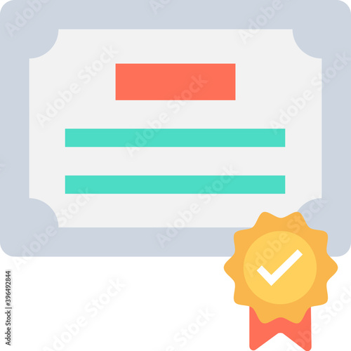 
Certificate Flat Vector Icon
