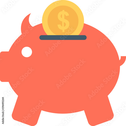 
Piggy Bank Flat Vector Icon 
