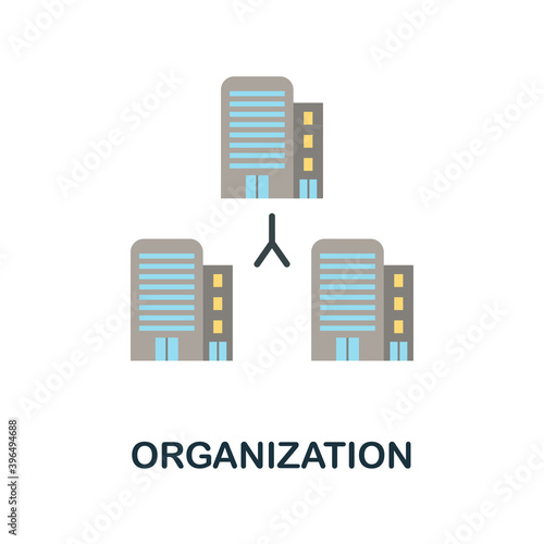 Organization flat icon from reputation management collection. Simple line element Organization symbol for templates, web design and infographics