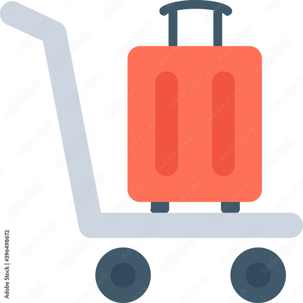 Obraz premium Luggage Trolley Flat Vector Icon 