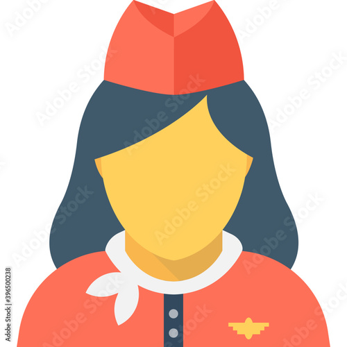 
Air Hostess Flat Vector Icon
