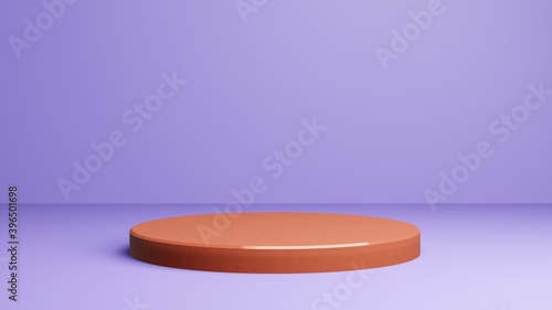 Red podium geometry with violet background. 3d rendering geometric shape podium for product.