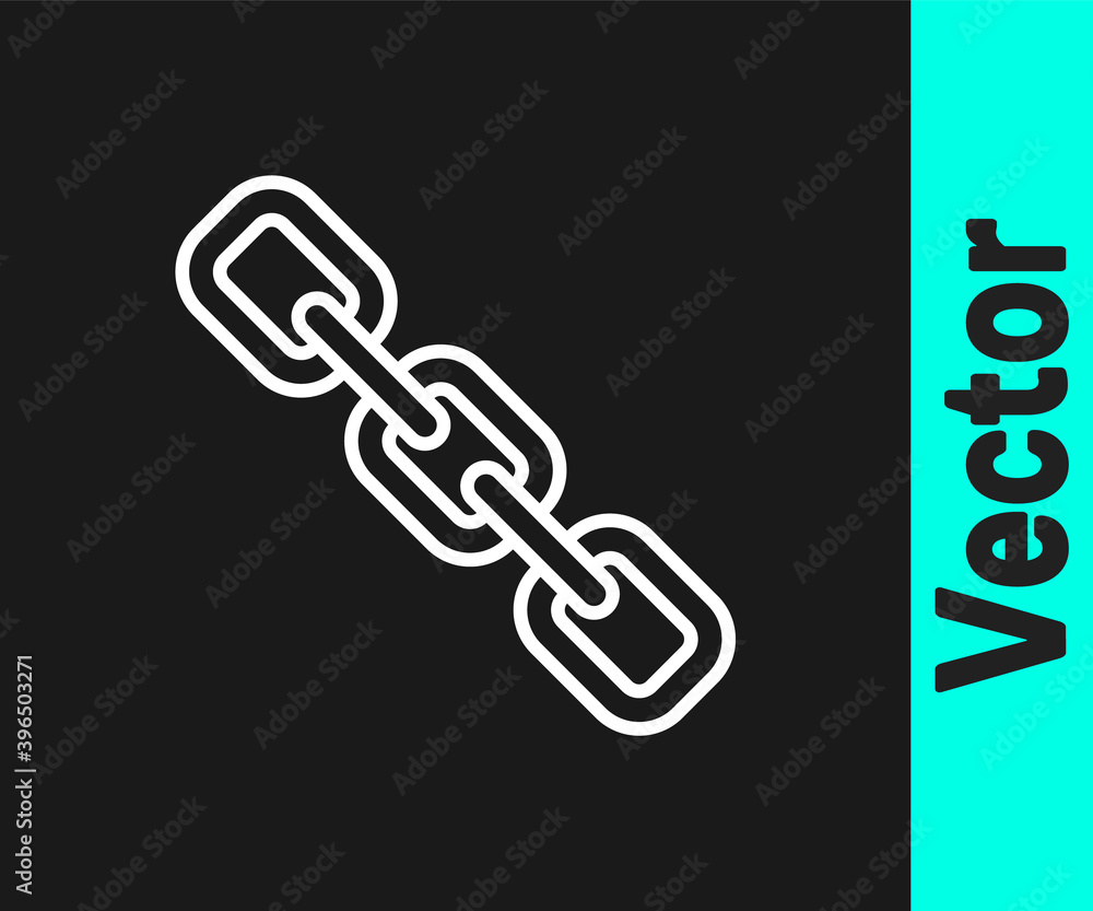 White line Chain link icon isolated on black background. Link single. Hyperlink chain symbol. Vector. White line Chain link icon isolated on black background. Link single. Hyperlink chain symbol. Vector.