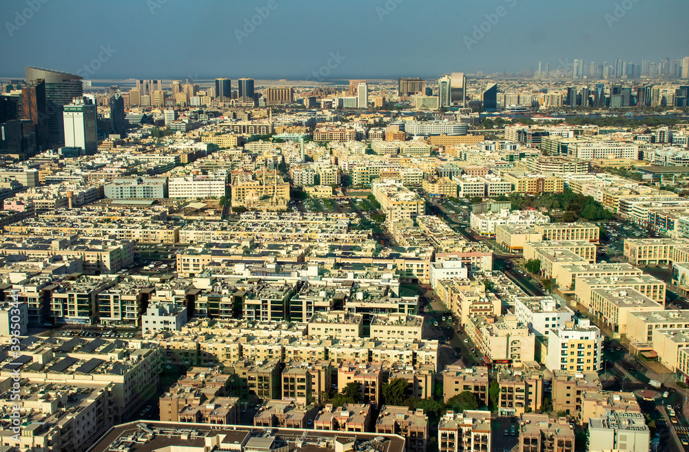 Areal view of old Dubai city. UAE.