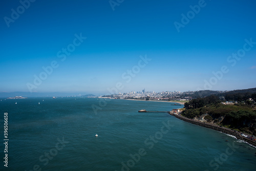 Fototapeta Naklejka Na Ścianę i Meble -  San Francisco view from Golden Gate Bridge, California, USA