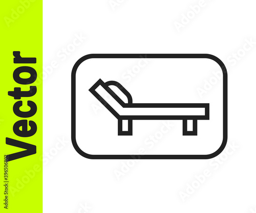 Black line Sunbed icon isolated on white background. Sun lounger. Vector.