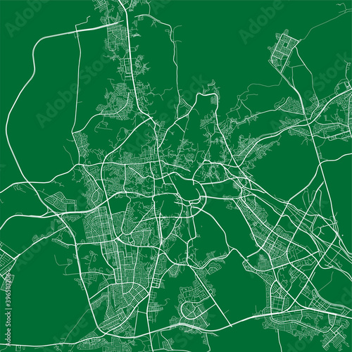 Detailed map of Mecca city, linear print map. Cityscape panorama.