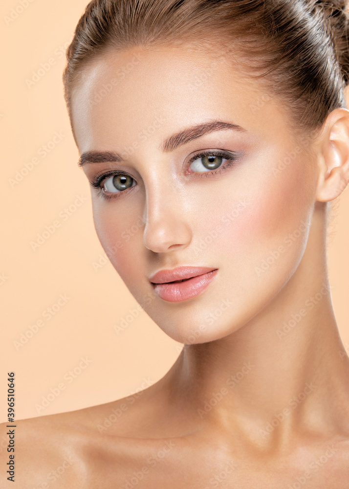 Beautiful face of young caucasian woman with perfect health fresh skin Beautiful face of young caucasian woman with perfect health fresh skin
