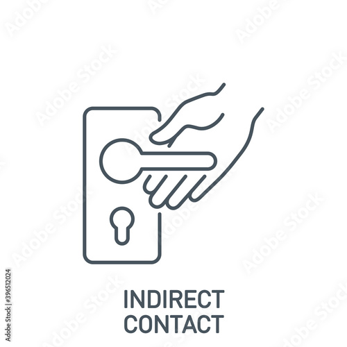 do not touch doorhandle single line icon isolated on white. Perfect outline symbol Prevention Coronavirus Covid 19 banner. warning element avoid indirect contact with infected surface editable Stroke
