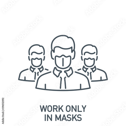 head man in medical mask single line icon isolated on white. Perfect outline symbol Coronavirus Covid 19 disease prevention pandemic banner. Quality design element quarantine with editable Stroke