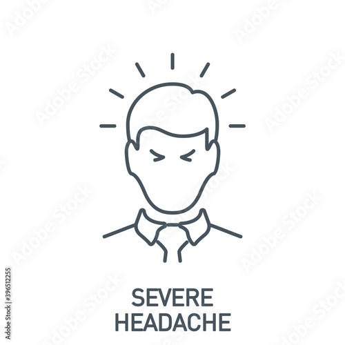 headaches Signs and symptoms Coronavirus single line icon isolated on white. Perfect outline symbol symptoms Covid 19 pandemic banner. diagnostic design element severe headache with editable Stroke